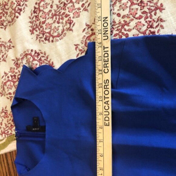 J. Crew Cobalt Blue Scalloped Sleeveless Round Neck Back-Zip Shift Dress Size 0 - Picture 10 of 10